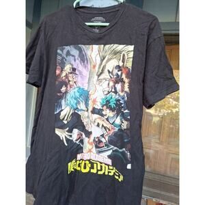 My Hero Academia T-Shirt Men's L Short Sleeve Graphic Crew Neck Black Anime